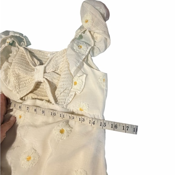 Storia Cream Floral Eyelet Maxi Dress with Bow Front Ruffle Straps Lrg - Picture 12 of 13